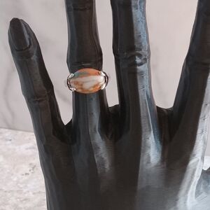 Silver Tone Ring with Multicolor Stone